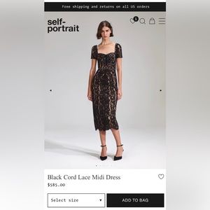 Self Portrait Black Cord Lace Midi Dress